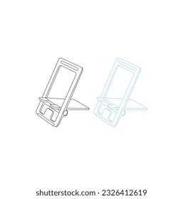 Video blog recording using mobile and tripod stand.outline mobile phone holder vector icon for web design isolated on white background.Line Drawing,Icon,Logo,Design,Element.Mobile phone holder Vector.