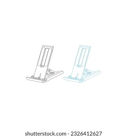 Video blog recording using mobile and tripod stand.outline mobile phone holder vector icon for web design isolated on white background.Line Drawing,Icon,Logo,Design,Element.Mobile phone holder Vector.
