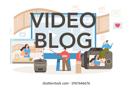 Video blog typographic header. Sharing video content
