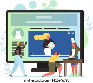 Video blog, vector flat style design illustration