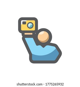 Video blogger with camera Vector Cartoon illustration