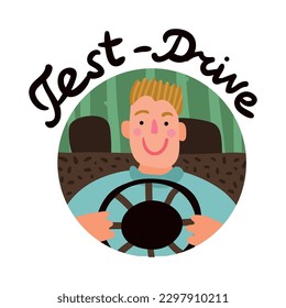 Video blogger composition with emblem ornate text and cartoon style human character of vlogger vector illustration