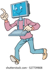 Video Blogger Computer Monitor Head Flat 