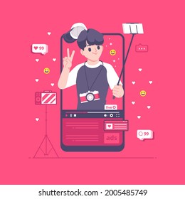 video blogger concept illustration design