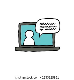 icono del doodle del blogger de vídeo, ilustración del vector