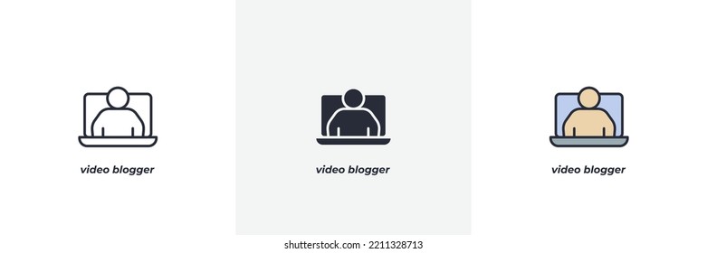 video blogger icon. Line, solid and filled outline colorful version, outline and filled vector sign. Idea Symbol, logo illustration. Vector graphics