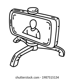 Video Blogger is Part of Broadcasting Activities Hand Drawn Vector Icon Set.