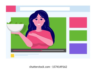 Video blogger, Video tutorials, web vlog,  blog online concept. People On Internet Video.  Tuber character. Vector illustration.