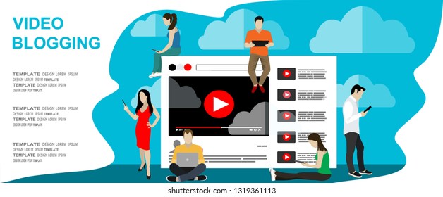 Video blogging concept. Flat vector illustration 