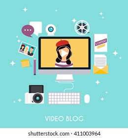 Video blogging concept. Template blogging infographics. 