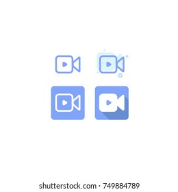 Video blue icon on white background. logo. web. Symbols. vector illustration