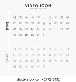 video bold and thin line icons