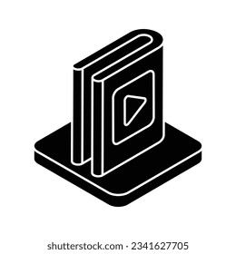 Icono del libro de vídeo, ilustración del material vectorial.