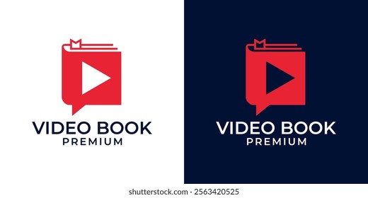 Video Book Logo Design Vector Template. Modern Play Book Logo. Online Courses Logo. Vector Logo of Book, Learning, Video, Play, Icon, Tutorials.