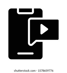 video bubble vector glyph flat icon 