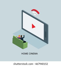 video buffering internet mobile isometric concept
