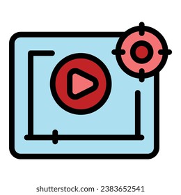 Video business idea icon outline vector. Brain market. Business solution color flat