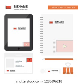 Video  Business Logo, Tab App, Diary PVC Employee Card and USB Brand Stationary Package Design Vector Template