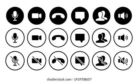 Video cal icon set for template online video