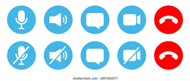 Video cal icons set. Video calling conference. Interface digital communication. Vector illustration EPS10.