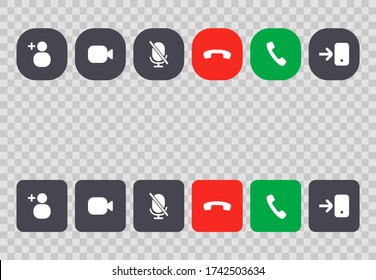 Video cal icons set, isolated on transparent background. Vector EPS 10