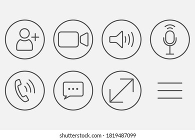 Video cal icons set isolated on white background. Vector illustration. Eps 10.