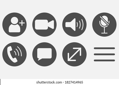 Video cal icons set isolated on white background. Vector illustration. Eps 10.