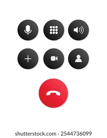 
Video cal icons set. Phone call button vector. 