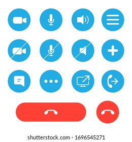 Video cal icons set. Vector illustration.