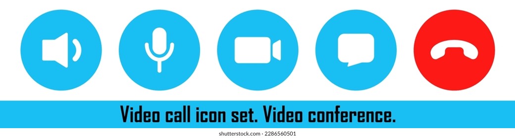 Video call buttons. The video call panel. Sound, video and chat buttons. Incoming video call. Facetime. Vector