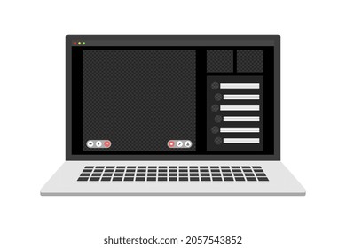Video call with chat on screen laptop. Online webinar, meeting.