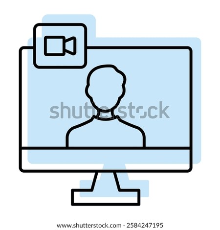 Video Call color shadow line icon outline icon, pixel perfect 