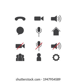 Conjunto de iconos de la llamada de vídeo o del botón de comunicación