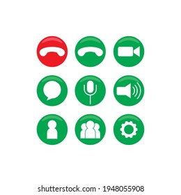 Video call or communication button icon set
