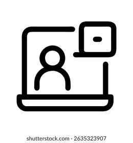 Symbol für die Videoanrufkommunikation. Bildschirm mit Gesichtern für virtuelle Meetings.