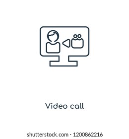 Video call concept line icon. Linear Video call concept outline symbol design. This simple element illustration can be used for web and mobile UI/UX.