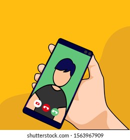 Video call concept. Video call with someone. Vector flat cartoon illustration for web sites and banners design