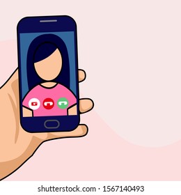 Video call concept. Video call with someone. Vector flat cartoon illustration for web sites and banners design