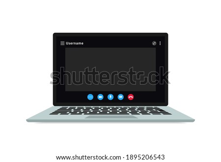Video call concept using laptop. Video call template in modern style. Vector illustration