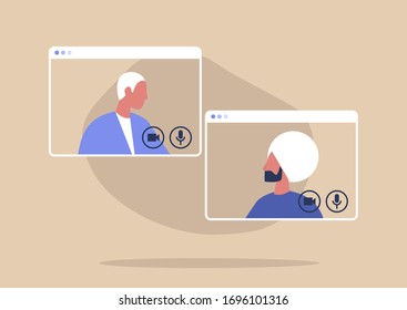 Video call conference, working from home, social distancing, business discussion