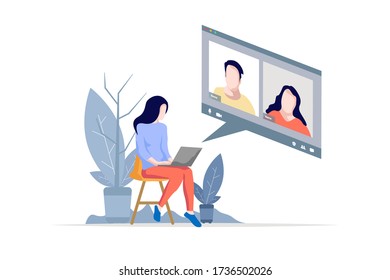 Video call conference, working from home, social distancing, business discussion