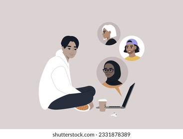 Video call conference, working from home, remote work, business discussion