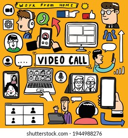 
Videoanruf-Doodle-Set-Handzeichnung