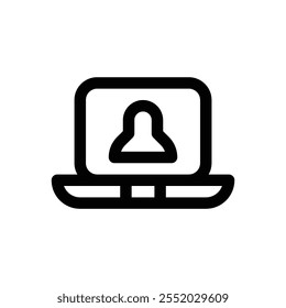 Video call. Editable stroke icon on white background.