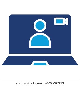 Video Call Flat Blue Icon Vector Illustration