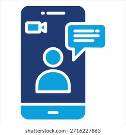 Estilo de Ícone Azul Plano de Chamada de Vídeo