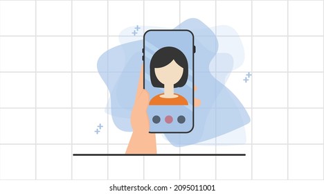 Video Call Flat Design Illustration Clean Moderno, Call, Smartphone, Mobile, Background, Flat Character, Communication, Social Media