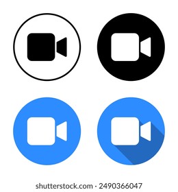 Video call flat icon on circle background
