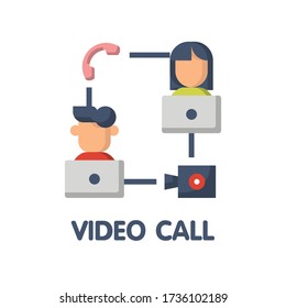 Video call flat icon style design illustration on white background eps.10