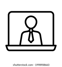 Video Call flat line icon. Vector outline illustration of Online meeting icons, work form home, social distancing, video conference. Black color thin linear sign for store, can be used in logo